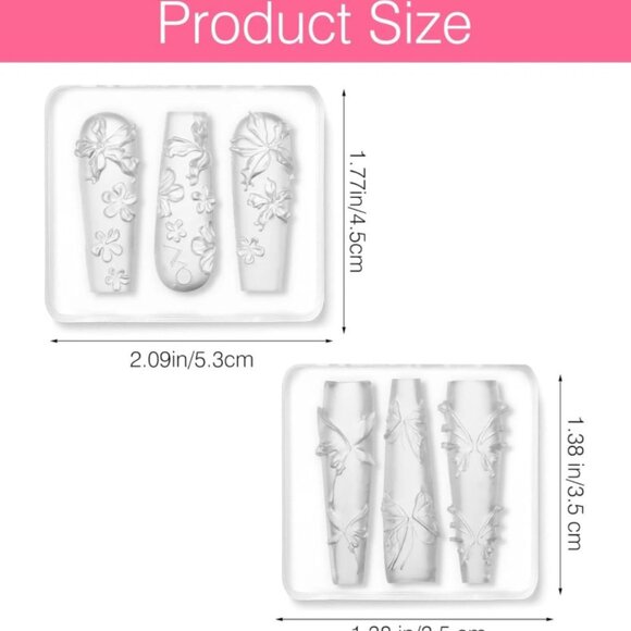 2PCS 3D Flower Mold for Nails, Flower Silicone Nail Art Molds, Reusable DIY - Picture 3 of 6